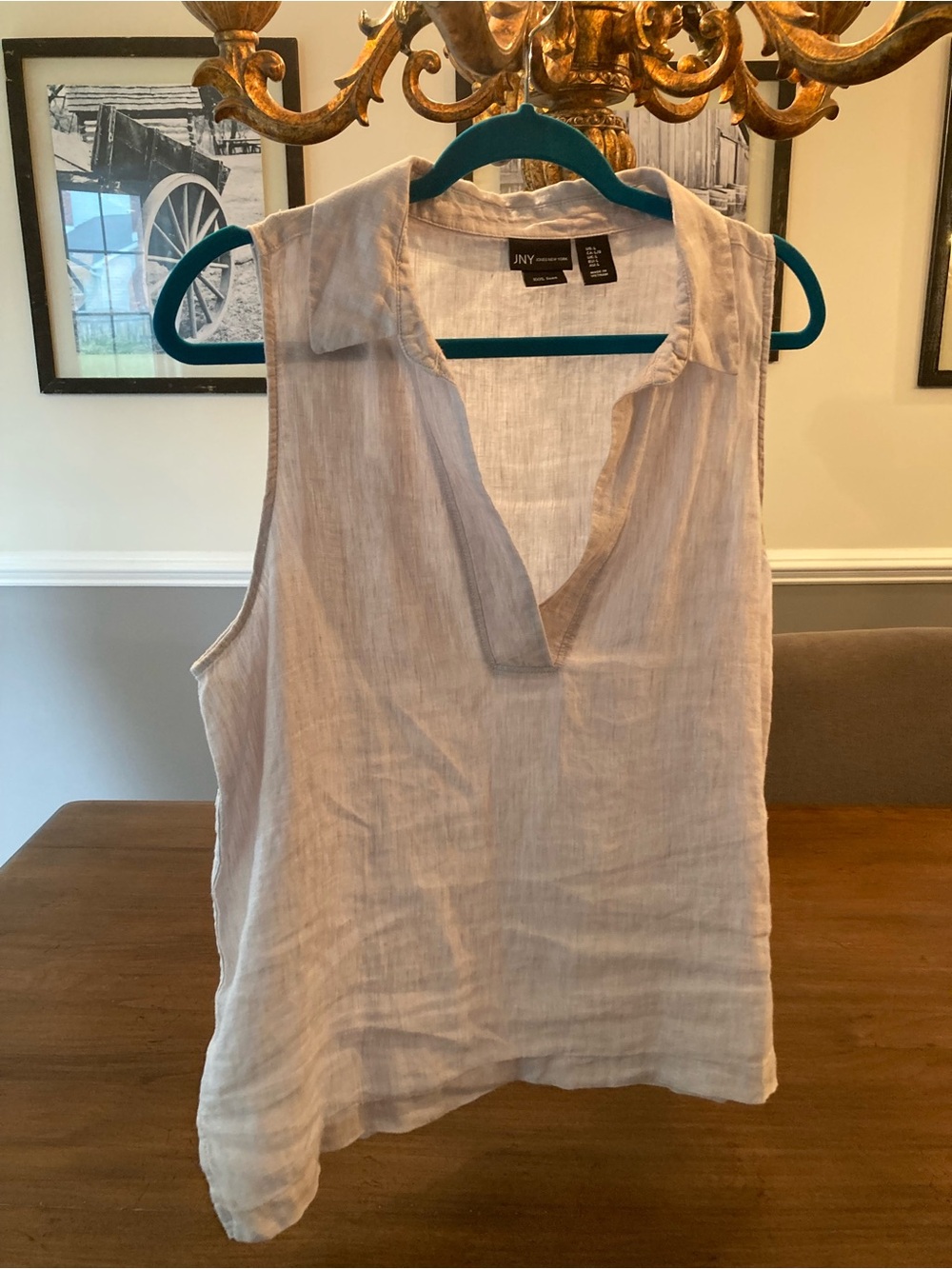 Jones New York Sleeveless V-Neck blouse in Light Beige